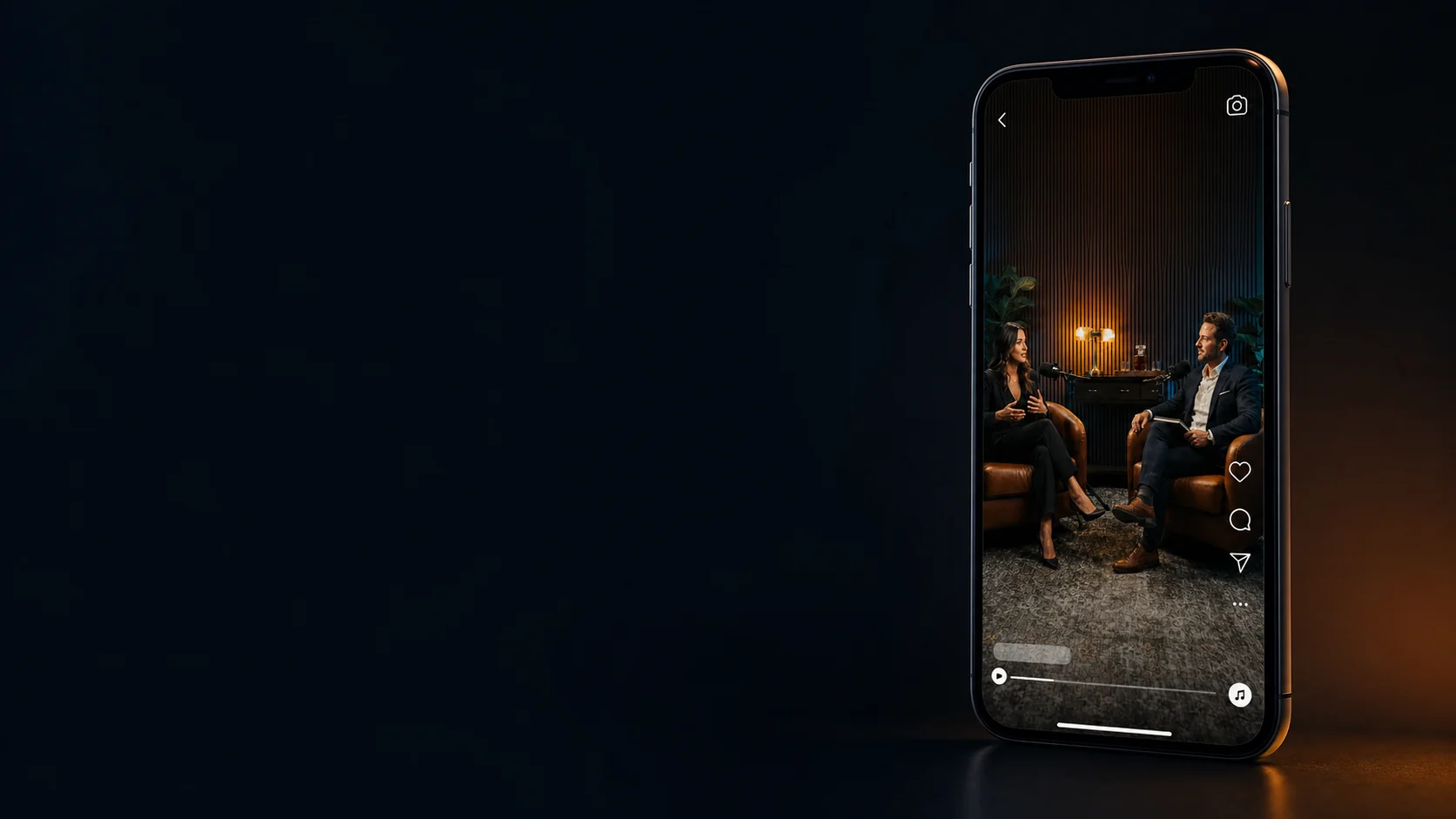 A two-person podcast conversation framed as an Instagram Reel on an iPhone