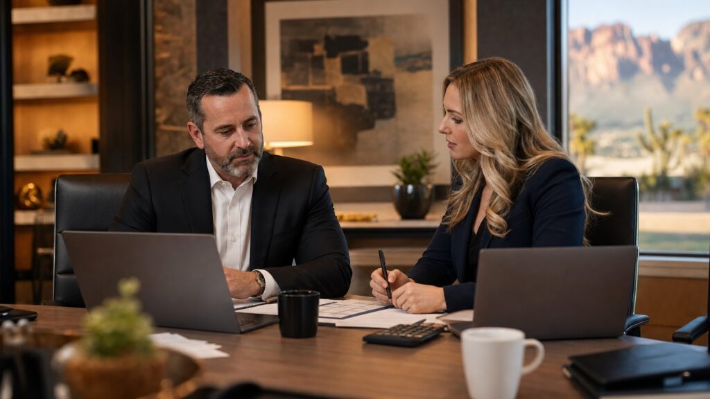 CPA advisors reviewing IRS Tax Pro Account client authorization strategy at Pod Bros Media in Scottsdale Arizona