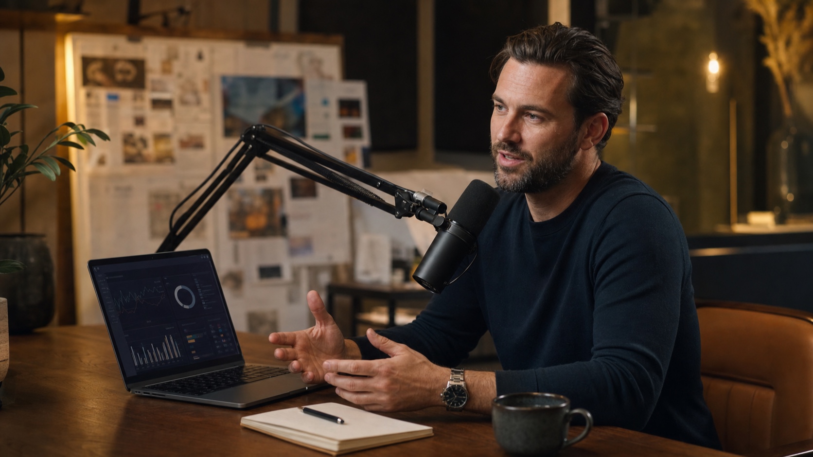 Startup founder recording a podcast about customer clarity at Pod Bros Media in Scottsdale Arizona