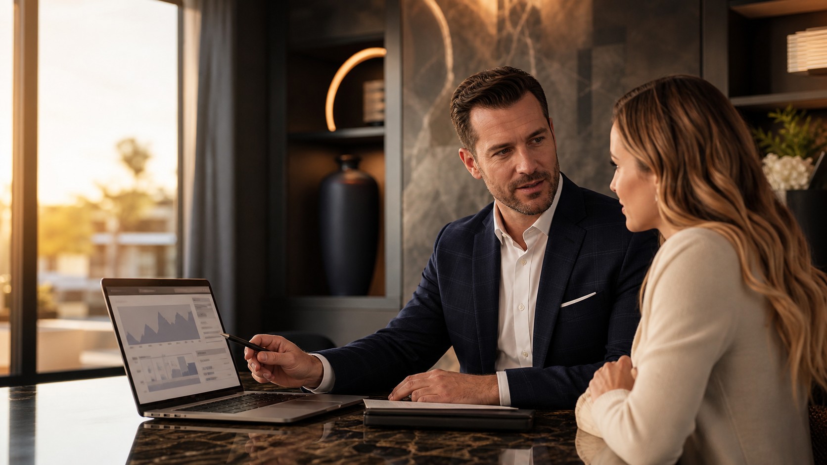 Mortgage advisor explaining local market clarity in Scottsdale Arizona for Pod Bros Media